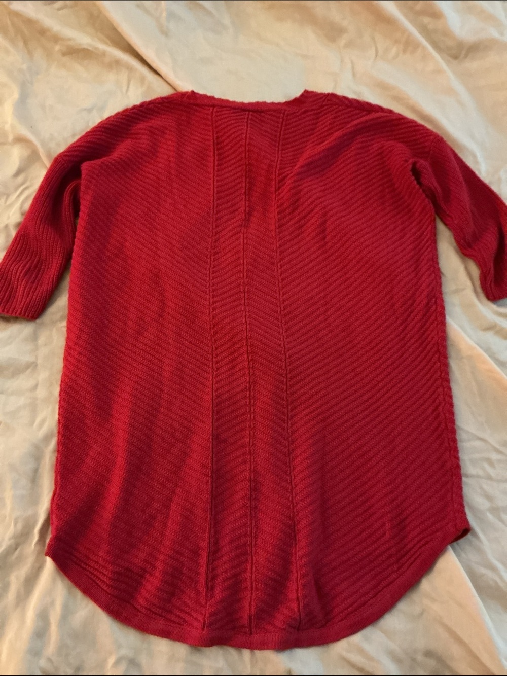 Express Red V-Neck Ribbed Knit Pullover - Picture 4 of 4